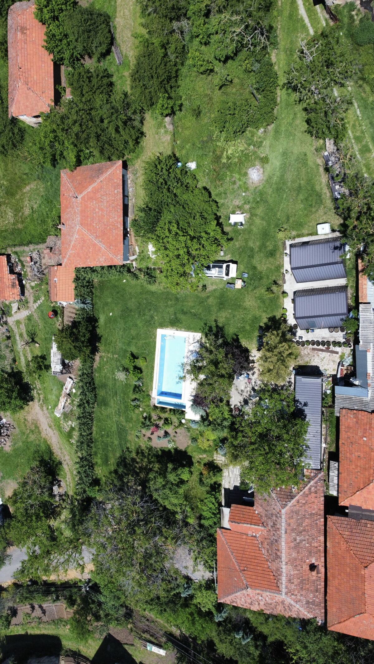 Aerial view of Teddy Camp property and surrounding Kosovo village